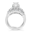 Sterling Silver 1.0 Cttw Diamond Composite Head Bridal Engagement Ring Set