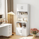 66 Inch Kitchen Pantry Cabinet with Charging Station and Adjustable Shelves for Dining Room