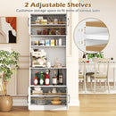 66 Inch Kitchen Pantry Cabinet with Charging Station and Adjustable Shelves for Dining Room
