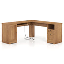 66 Inch L-Shaped Writing Study Workstation Computer Desk with Drawers
