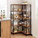 5-Tier L-Shaped Corner Bookcase with Metal Frame, 66" Tall