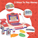Kids Cash Register Pretend Play Cashier Toy with Scanner Calculator Credit Card Money Grocery Products Educational Toy Gift for Kids Aged 3 4 5 6 Year