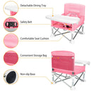 Travel Booster Seat Portable Baby Booster Chair w/ Detachable Tray Foldable Baby Chair Seat For Dining Camping Park Beach w/ Carry Bag