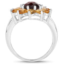 5.50 Carat Genuine Garnet and Citrine .925 Sterling Silver Ring