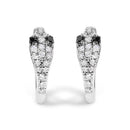 10K White Gold 1/5 Cttw Diamond Snake Eyes Huggy Hoop Earrings