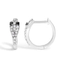 10K White Gold 1/5 Cttw Diamond Snake Eyes Huggy Hoop Earrings
