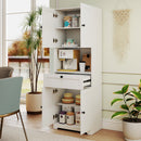 67.5 Inch Tall Modern Freestanding Floor Storage Cabinet with 4 Doors and 1 Drawer