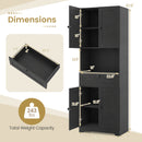 67.5 Inch Tall Modern Freestanding Floor Storage Cabinet with 4 Doors and 1 Drawer