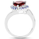 3.26 Carat Genuine Garnet and Tanzanite .925 Sterling Silver Ring
