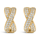 14K Yellow Gold 1/3 Cttw Diamond Criss Cross Huggie Hoop Earrings (G-H Color, SI2-I1 Clarity)