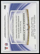 2013 Topps Platinum Rookie Patch Auto Refractors Keenan Allen #/1000 #ARP-KA
