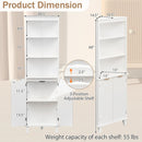 68 Inch Tall Bathroom Floor Storage Cabinet with Fluted Doors