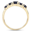 1.05 Carat Genuine Blue Sapphire and White Diamond 14K Yellow Gold Ring