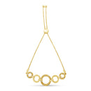 10K Yellow Gold over .925 Sterling Silver Diamond Accented Graduated Infinity Open Circle 6â€-9†Adjustable Bolo Bracelet