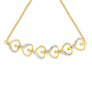 14K Yellow Gold Plated .925 Sterling Silver Diamond Accent Heart Link Bolo Bracelet