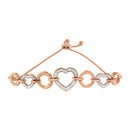 14K Rose Gold Plated .925 Sterling Silver Diamond Accent Circle and Heart Link Adjustable 6â€-10†Bolo Bracelet