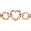 14K Rose Gold Plated .925 Sterling Silver Diamond Accent Circle and Heart Link Adjustable 6â€-10†Bolo Bracelet