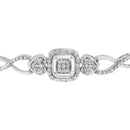 .925 Sterling Silver Diamond Cushion Frame Heart-Sides Twist 4â€-10†Adjustable Bolo Tennis Bolo Bracelet (I-J Color, I3 Clarity)