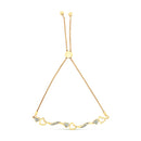 14K Yellow Gold Plated .925 Sterling Silver Diamond Accent Heart and Wave Link Bolo Bracelet (I-J Color, I2-I3 Clarity) - 6" to 9" Adjustable