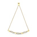 14K Yellow Gold Plated .925 Sterling Silver 1/10 Cttw Diamond Wave and Hearts Bolo Bracelet (I-J Color, I2-I3 Clarity) - 4"-10" Adjustable