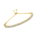 10K Yellow Gold over .925 Sterling Silver 1/4 Cttw Miracle-Set Diamond 4â€-10†Adjustable Bolo Tennis Bracelet (I-J Color, I3 Clarity)