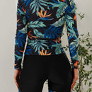 Swimsuit women's split flat leg pants long sleeved zipper