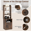 6-Tier Bookshelf Nightstand with Charging Station and Cabinet