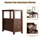 Set of 2 End Table Wooden with 2 Drawer & Shelf Bedside Table