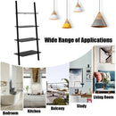 Multipurpose 4-Tier Industrial Leaning Wall Bookcase with Metal Frame