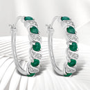 1.08 Carat Genuine Emerald and White Topaz .925 Sterling Silver Earrings