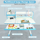 Adjustable Height Study Desk with Drawer and Tilted Desktop for School and Home