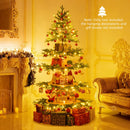 6.4 FT Rotating Christmas Tree 4-Tier Artificial Xmas Tree with 280 Branch Tips and 220 LED Lights