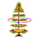 6.4 FT Rotating Christmas Tree 4-Tier Artificial Xmas Tree with 280 Branch Tips and 220 LED Lights