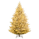 6/7/8 Feet Pre-Lit Artificial Christmas Tree Hinged Snow Flocked Xmas Tree