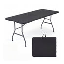 6 FT Fold-in-Half Camping Table with Rattan Texture