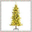 6/7/8 Feet Artificial Christmas Tree Pre-lit Hinged Xmas Tree with Warm White LED Lights and Pine Cones