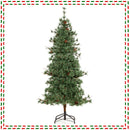 6/7/8 Feet Artificial Christmas Tree Pre-lit Hinged Xmas Tree with Warm White LED Lights and Pine Cones