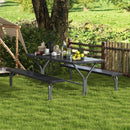 6 Feet Picnic Table Bench Set with HDPE Tabletop for 8 Person-Gray
