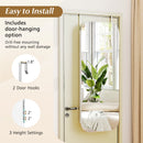 6 LEDs Mirror Jewelry Cabinet Wall or Door Mounted Lockable Jewelry Organizer-White