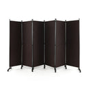 6 Panel Rolling Room Divider on Wheels - 5.7 Feet Tall