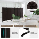 6 Panel Rolling Room Divider on Wheels - 5.7 Feet Tall