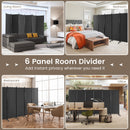 6 Panel 5.7 Feet Tall Rolling Room Divider on Wheels