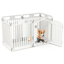 6-Panel Tall Dog Playpen Foldable Pet Fence with Locking Door-White