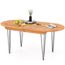6 Person 71 Inch Patio Dining Table with Teak Wood Tabletop