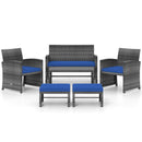 6 Pieces Patio Furniture Set Outdoor Sectional Conversation PE Rattan Sofa Set