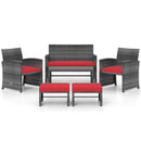 6 Pieces Patio Furniture Set Outdoor Sectional Conversation PE Rattan Sofa Set