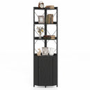 6-Tier Corner Bookshelf with Cabinet 71" Tall Metal Frame