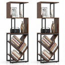 6-Tier Bookshelf Floor Standing Tree S-Shaped Geometric Bookcase with Open Shelves-Brown