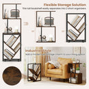 6-Tier Bookshelf Floor Standing Tree S-Shaped Geometric Bookcase with Open Shelves-Brown