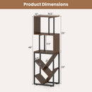 6-Tier Bookshelf Floor Standing Tree S-Shaped Geometric Bookcase with Open Shelves-Brown
